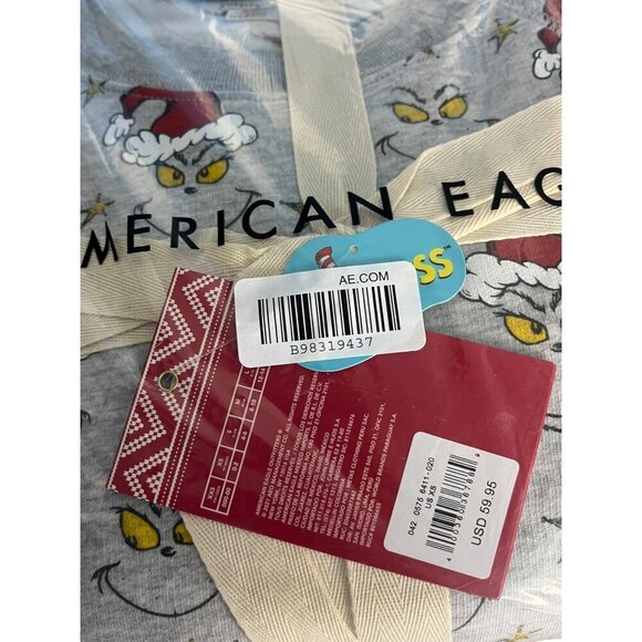 American Eagle Pajama Set Womens XS Grinch Dr. Suess Fleece PJ Christmas Comfy - Picture 3 of 4